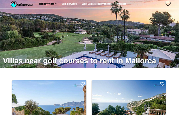 Screenshot of a landing page design for golfers on a website, featuring a top navigation bar, a page title, and a content area with a golfer image and text.