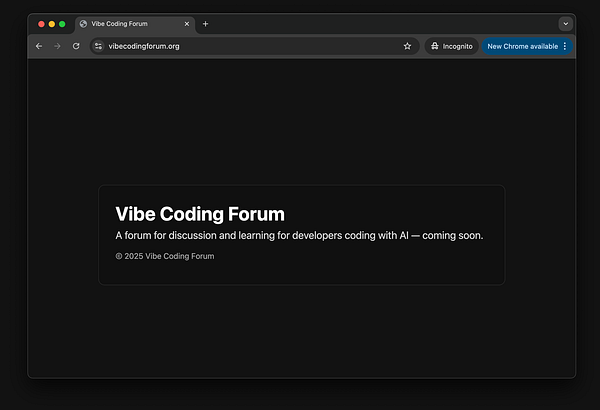 The image displays a website interface for the Vibe Coding Forum.