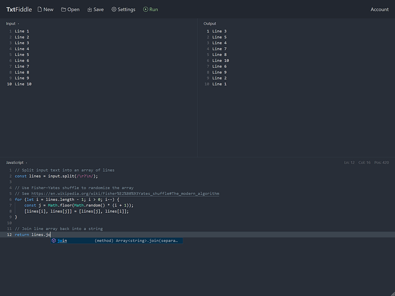 TxtFiddle
