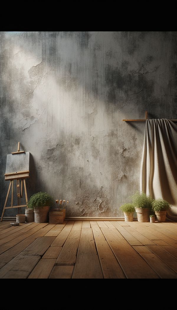 a rustic wall covered in limewash with visible texture and depth, in natural light to highlight the unique matte finish