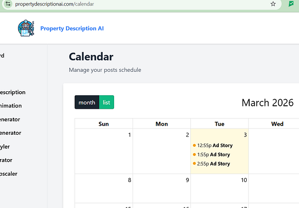 Screenshot of a desktop application showing a task management board with a card titled 'Schedule Insta posts #villasmediterranean'.