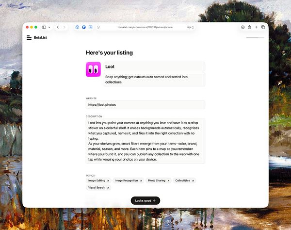 A UI design mockup of a mobile app's submission flow screens illustrating the process from information entry to confirmation.
