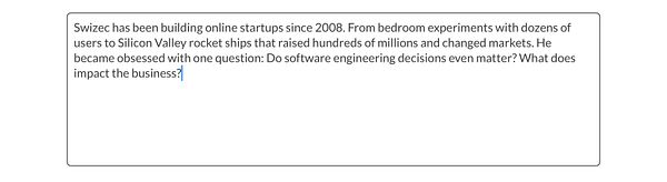 The image displays a text box containing an author bio for Swizec.