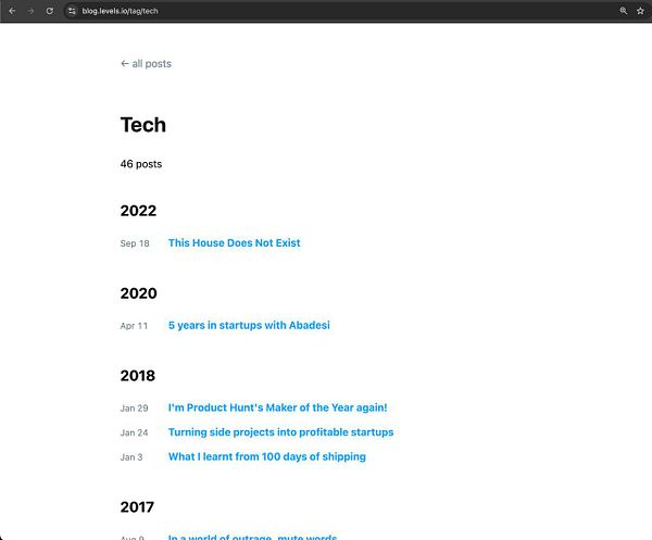 Screenshot of a web interface showing a text editor with HTML content for a blog tag page setup.