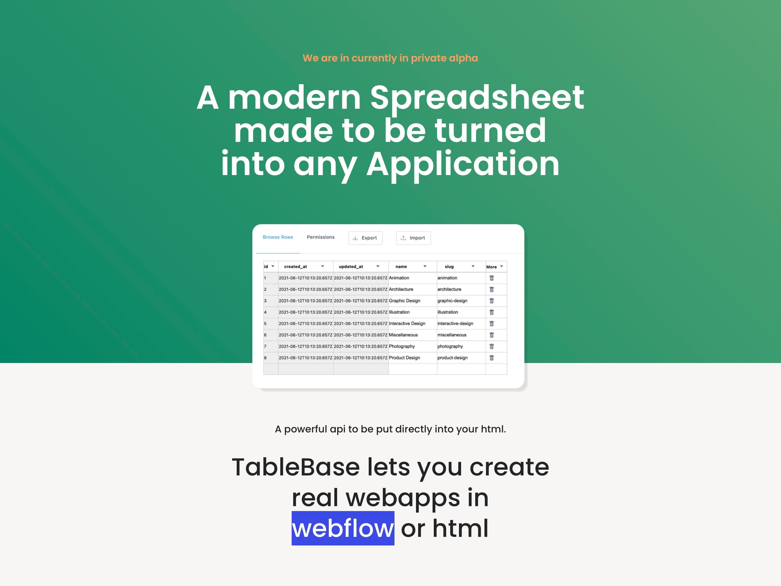 TableBase Build real apps in flow BetaList