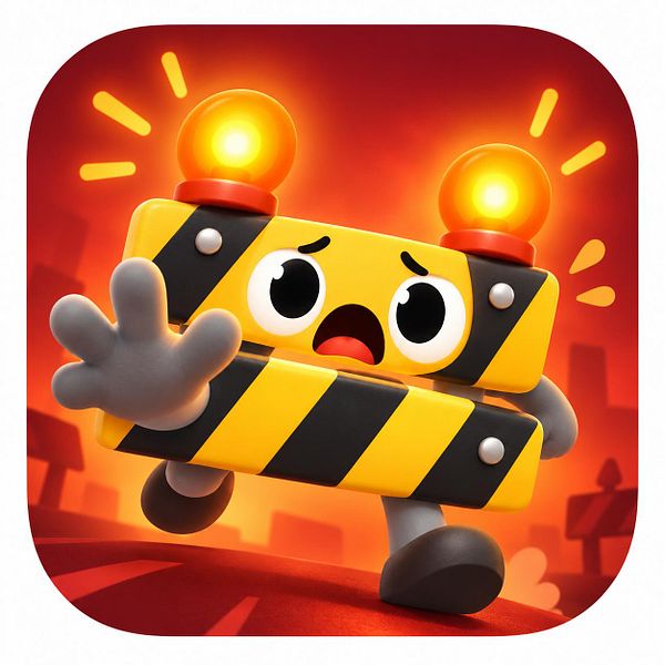Illustration of a pink, smiling sprite-like character with large eyes and hands framing its face, inspired by Duolingo mascot style, with a purple shadow and orange heart icons.