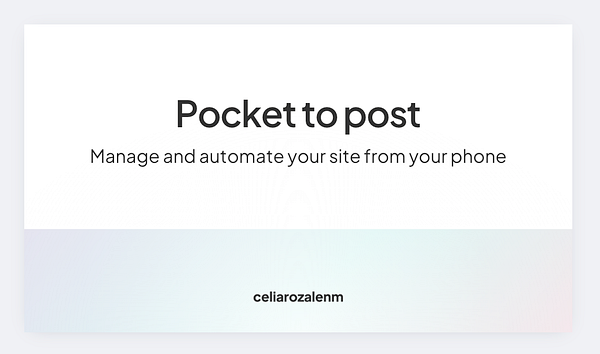 A slide titled 'Pocket to post' promoting mobile site management.