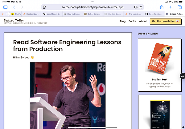 Screenshot of an online article titled "Fable" featuring a blog redesign and navigation menu.