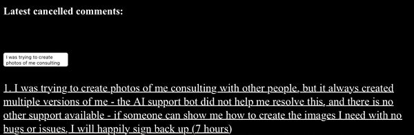 A screenshot of a user expressing frustration with an AI photo generation tool.