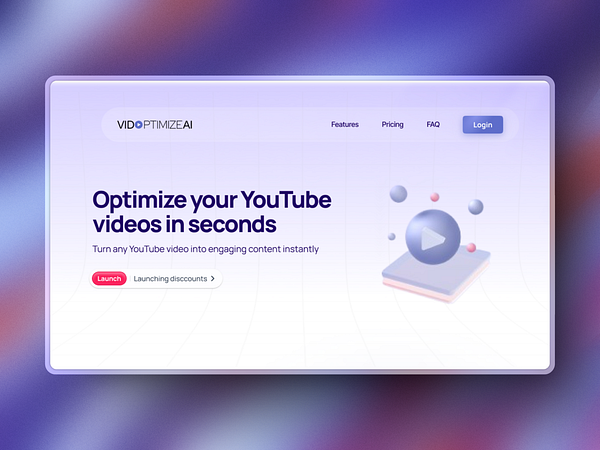 A modern landing page design for a video optimization tool.