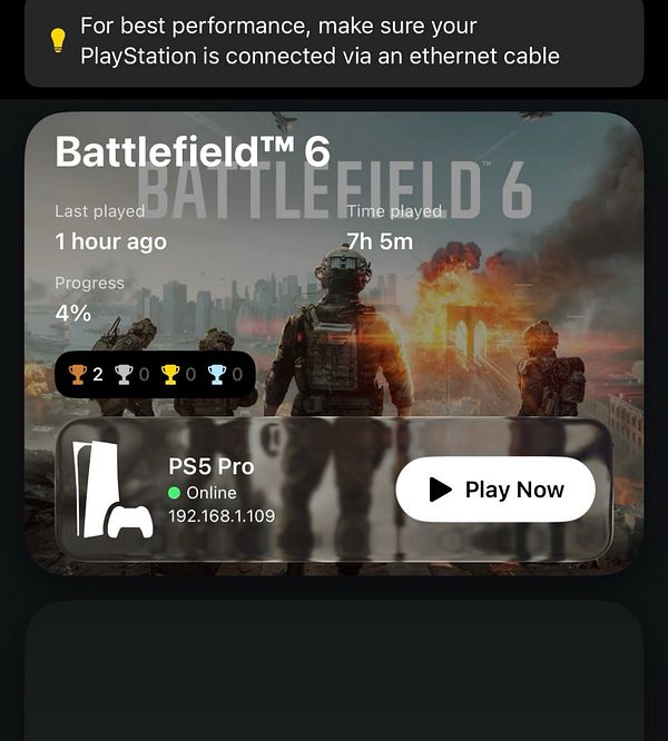 The image displays a gaming interface for 'Battlefield 6' on a PlayStation 5.