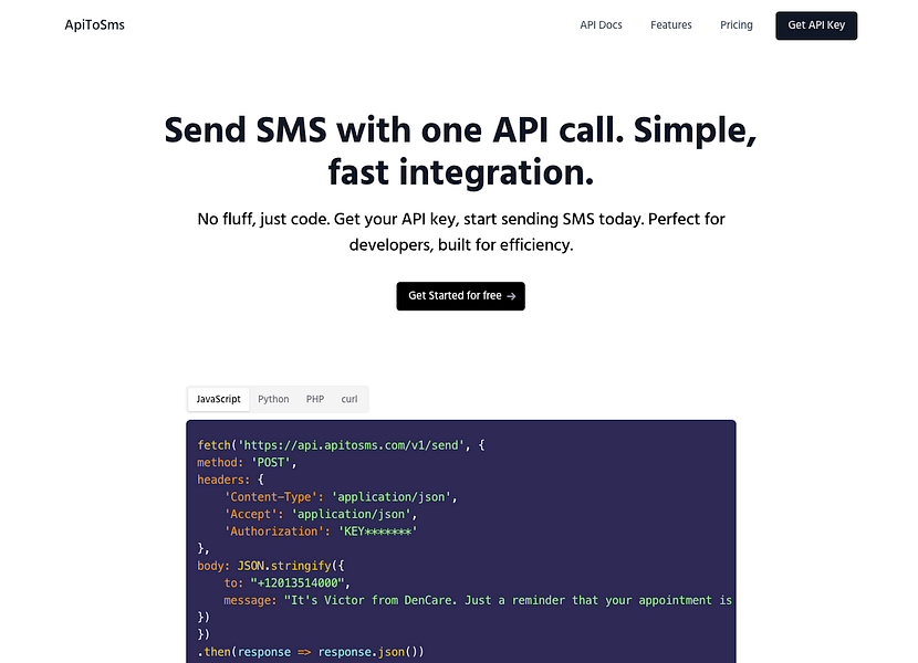ApiToSms: Send SMS with one API call - simple and fast | BetaList