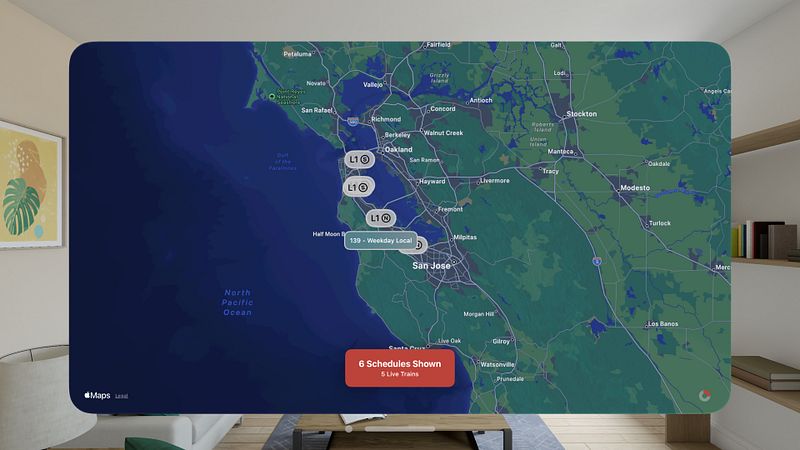 Screenshot of Live Caltrain Map
