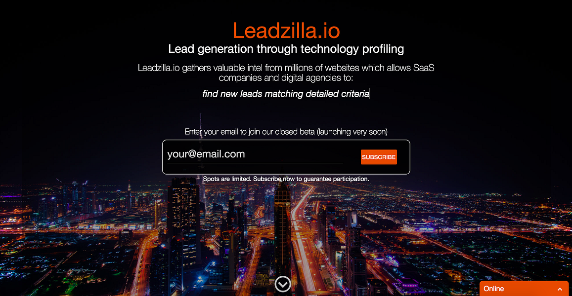Leadzilla.io Lead generation through technology profiling BetaList
