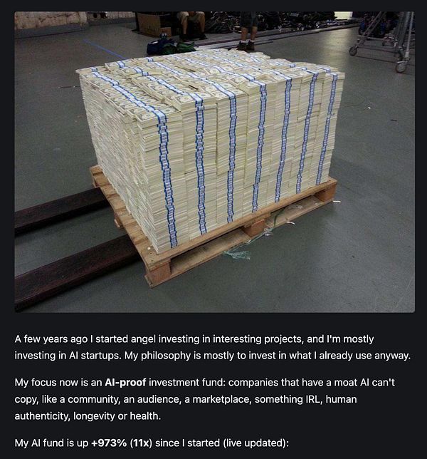 A large stack of money bundles on a wooden pallet in an industrial setting.