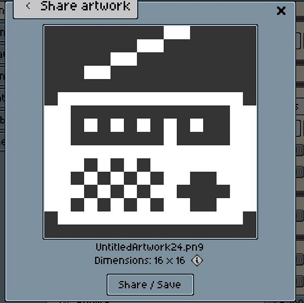 A pixel art representation of a radio displayed in a sharing interface.