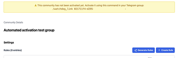 The image displays a user interface for managing a community activation process.