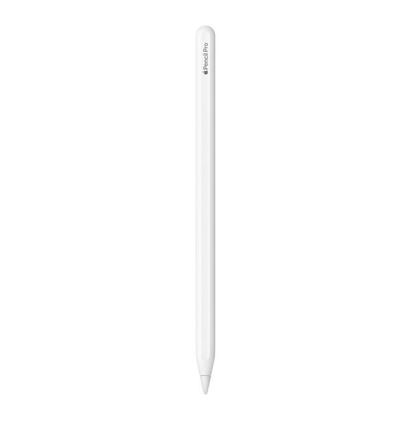 The image features an Apple Pencil Pro, a sleek and modern stylus designed for use with Apple devices.