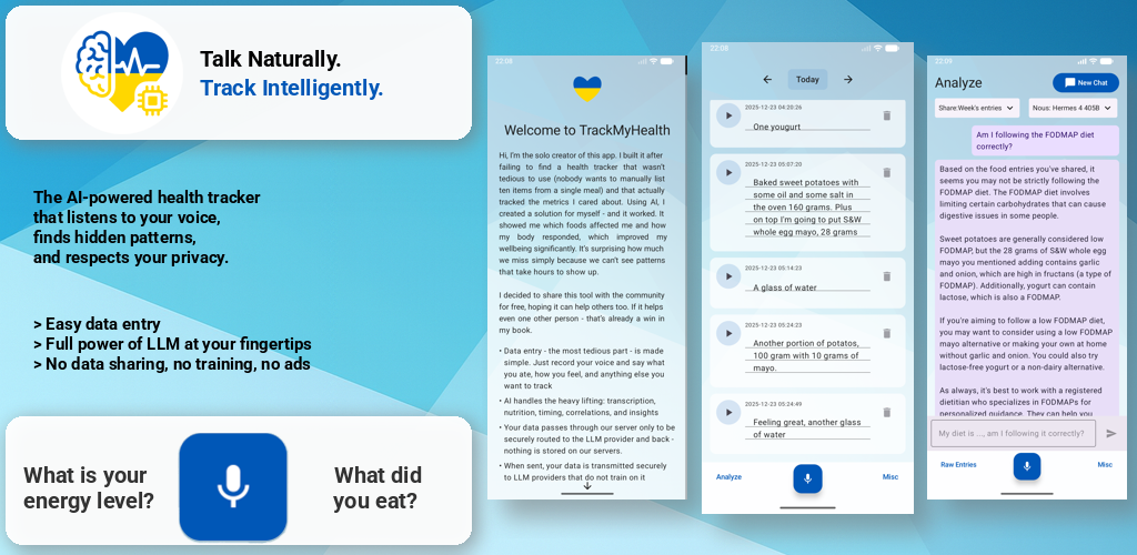 TrackMyHealth: Speak your day and get private AI insights | BetaList