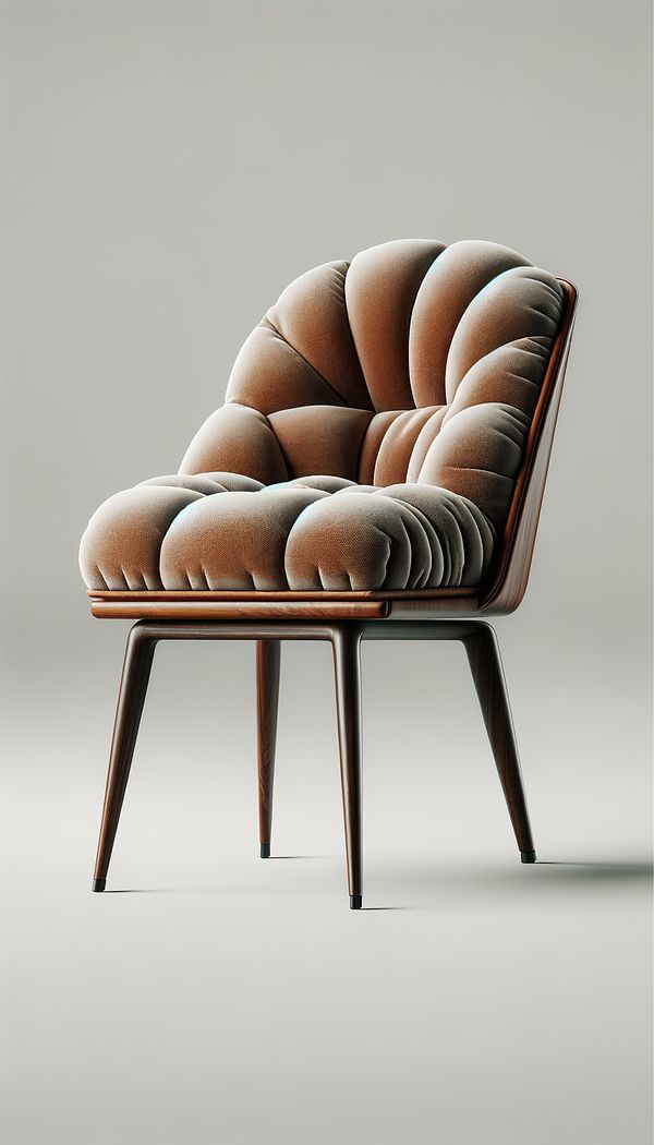 A plush, richly upholstered squab cushion on a modern dining chair, showcasing the texture and finishing of the fabric.