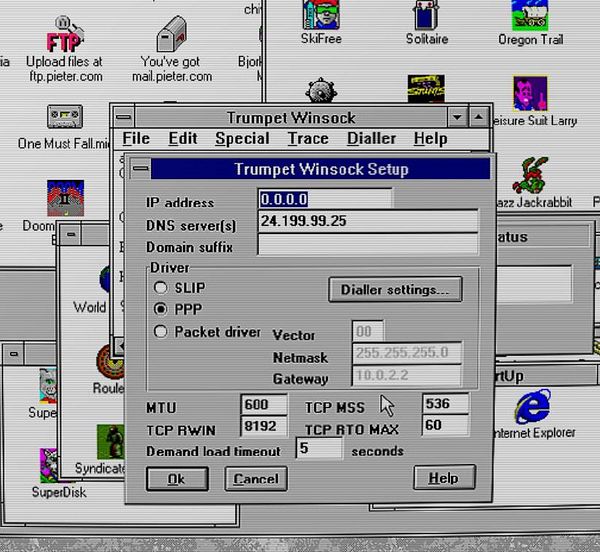 Screenshot of Microsoft Internet Explorer 6 displaying a custom search page with a green desktop background and a red toolbar.