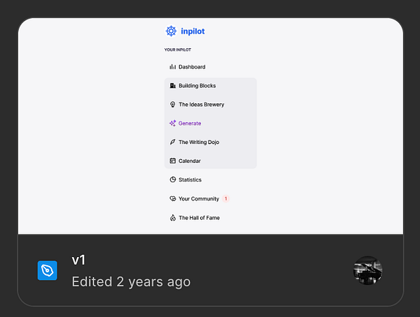 The image displays a user interface for a platform called 'inpilot' with various navigation options.