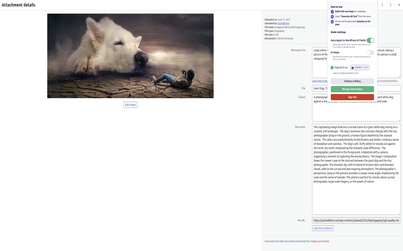 QuickAltText: Lightweight AI alt text generator for