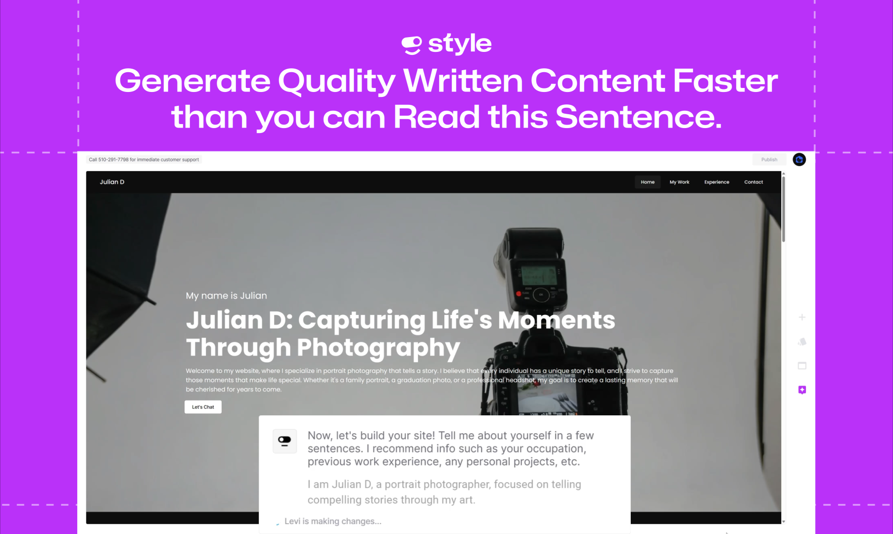 Style AI: WebsiteGPT to make fully customizable websites in
