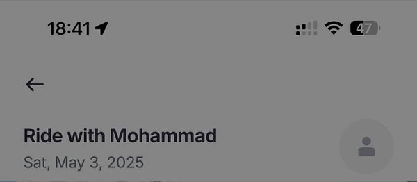 The image displays a mobile app interface showing a ride booking confirmation.