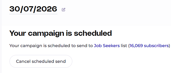 Screenshot of an email newsletter draft from the 'Job Board Search' website featuring job listings and newsletters settings.