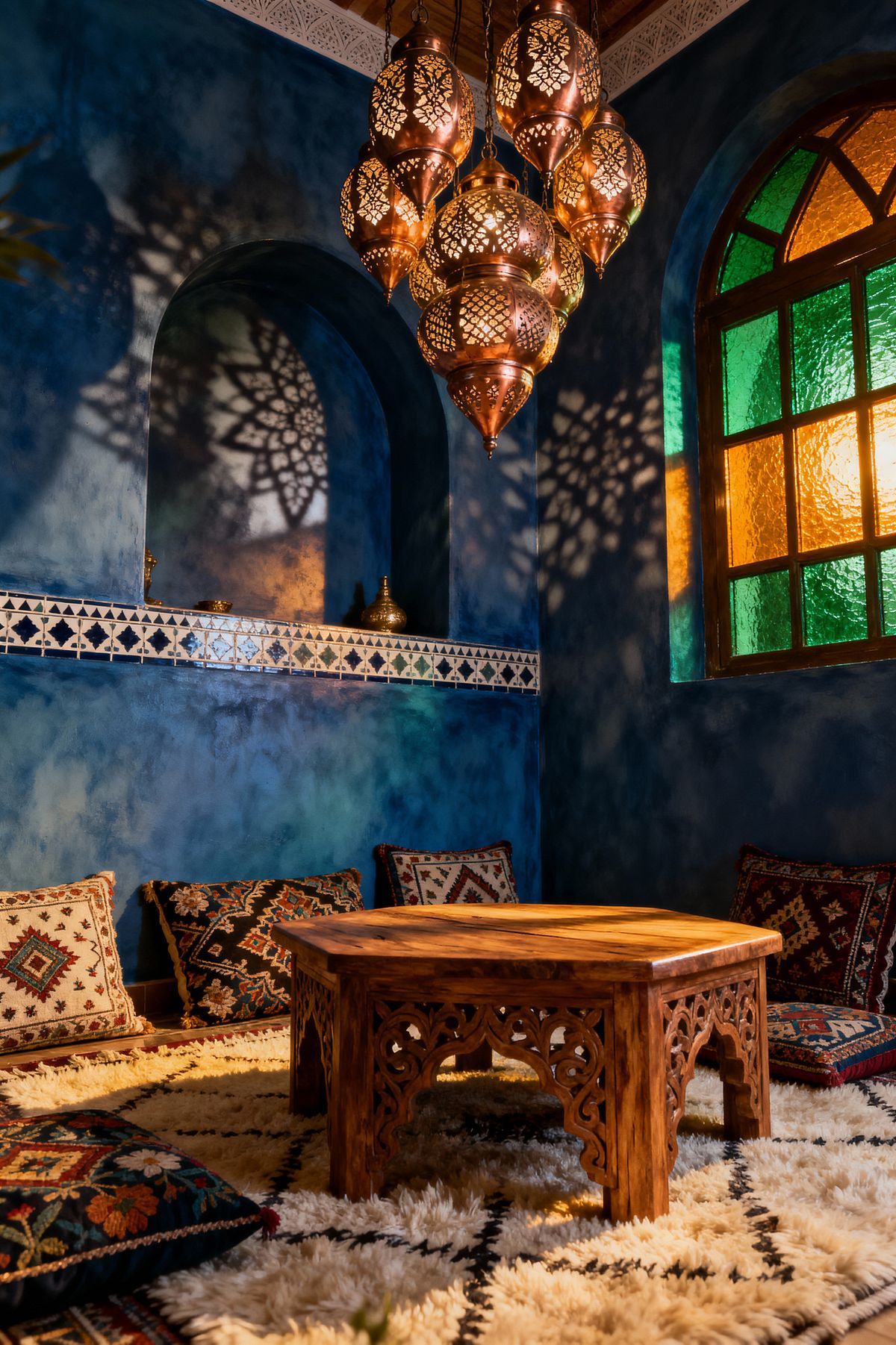 Room AI – Bohemian Dining Nook with Moroccan Lantern Glow - Interior