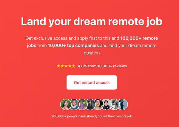 The image promotes a platform for finding remote jobs, highlighting exclusive access for premium members.