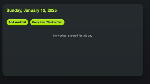 The image displays a digital calendar interface for planning workouts on a specific date.