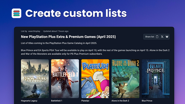 The image displays a promotional list for upcoming PlayStation Plus games in April 2025.