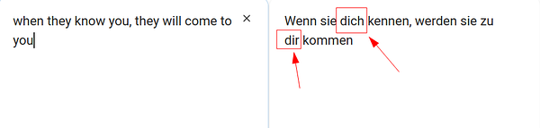 Screenshot of a Google Docs document titled 'German Words,' listing German vocabulary and their English translations.