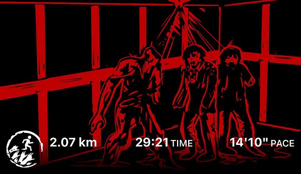 The image features a stylized depiction of a confrontation with zombies in a dark, ominous setting.