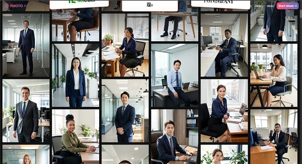 A futuristic robot holding various photographic elements illustrating AI-generated photo samples.