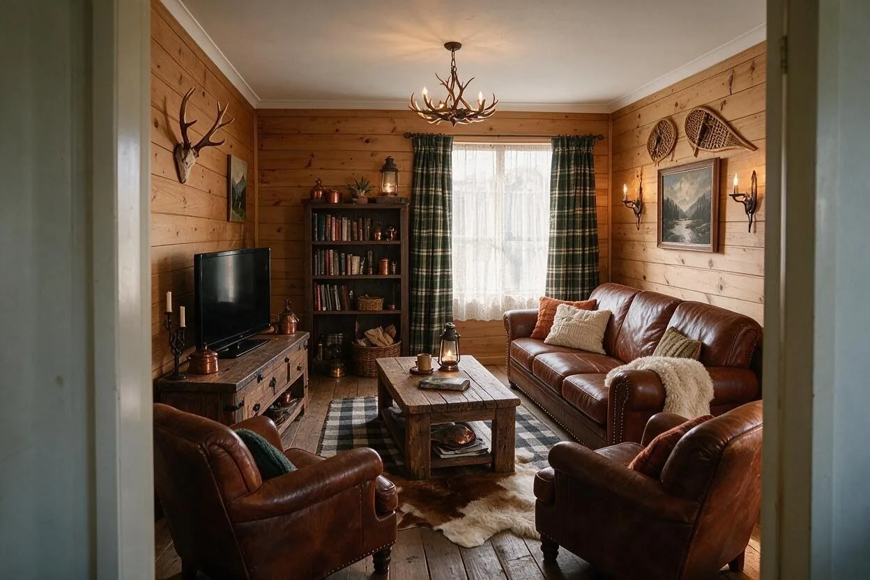 The same living room in the Rustic style