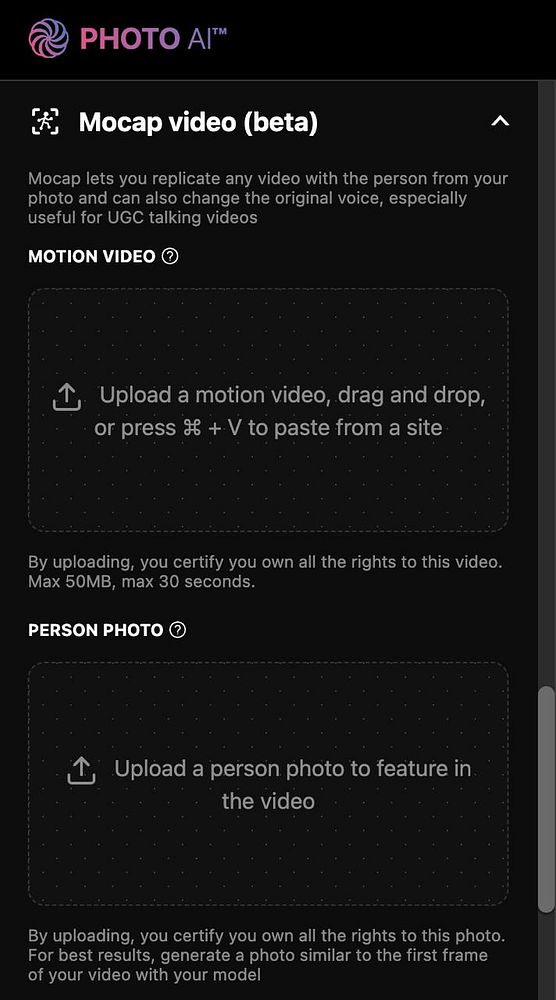 Screenshot of a BeamGPT chat interface discussing 'photoai' tasks and usage of counters with timestamps.