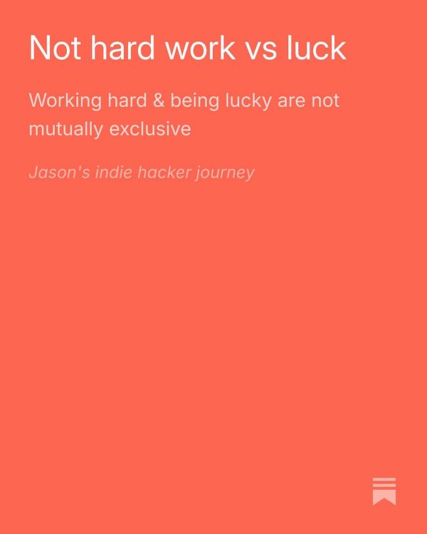 The image features a newsletter titled 'Not hard work vs luck' with a coral background.