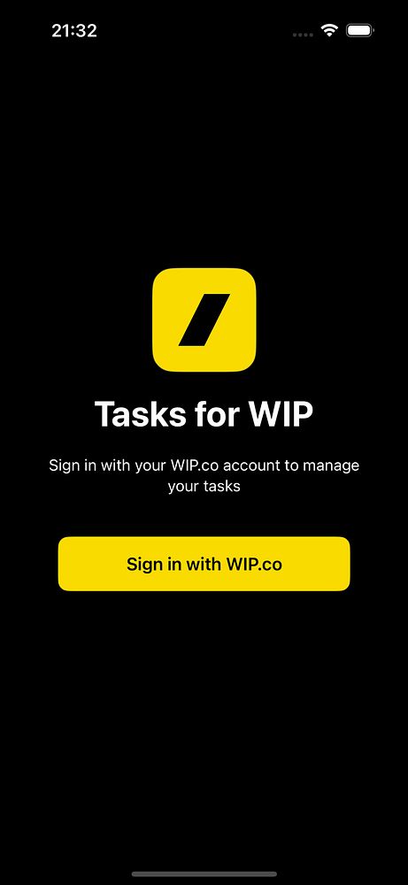 The image displays a mobile app login screen for managing tasks.