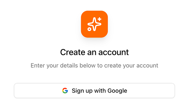 The image displays a user interface for account creation with a Google login option.