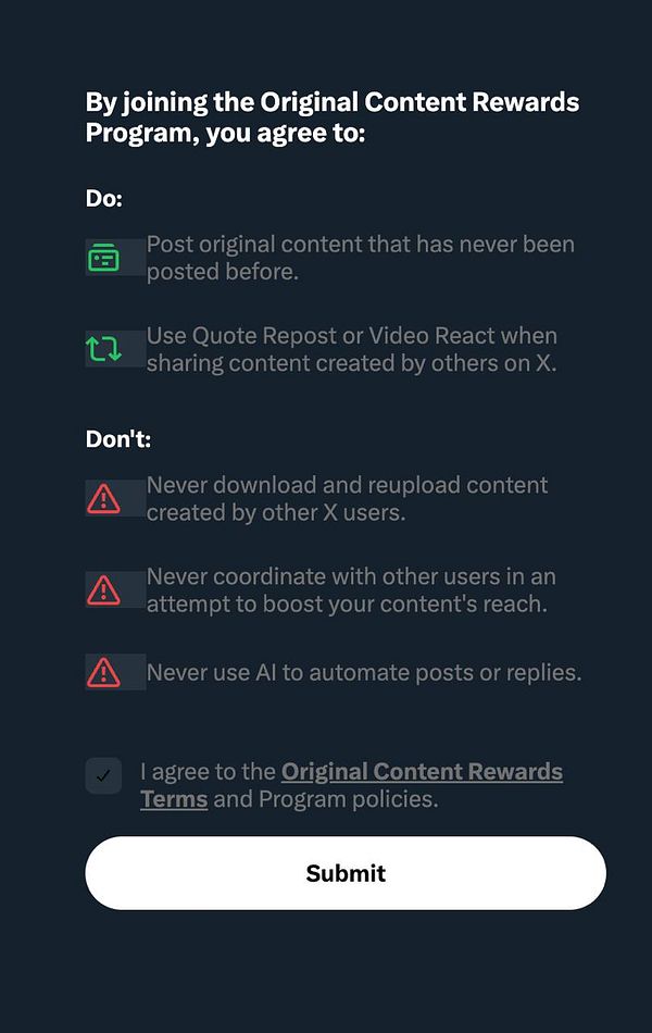 Promo image for 'Original Content' revenue share program featuring a vibrant, colorful graphic with text and logo.