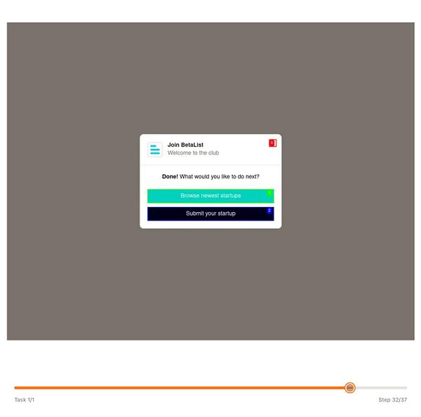 A user interface prompt from BetaList indicating successful registration and next steps.
