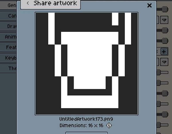 Pixel art of a glass of water on a white background.