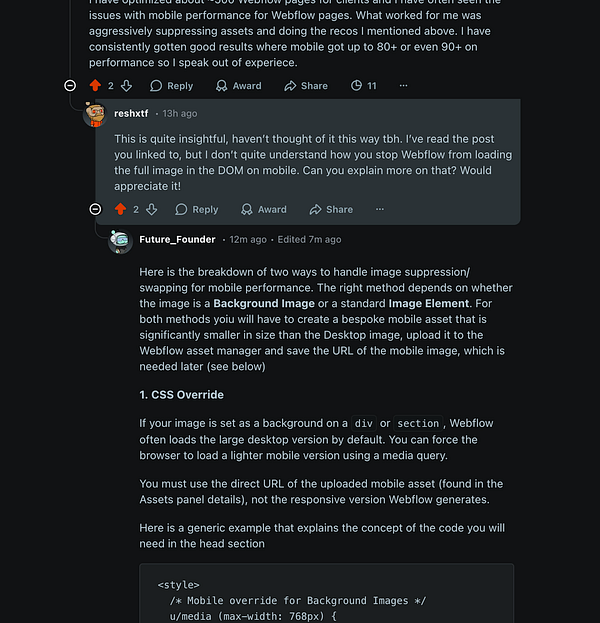 Screenshot of a Reddit page showing a user's profile with posts and comments.
