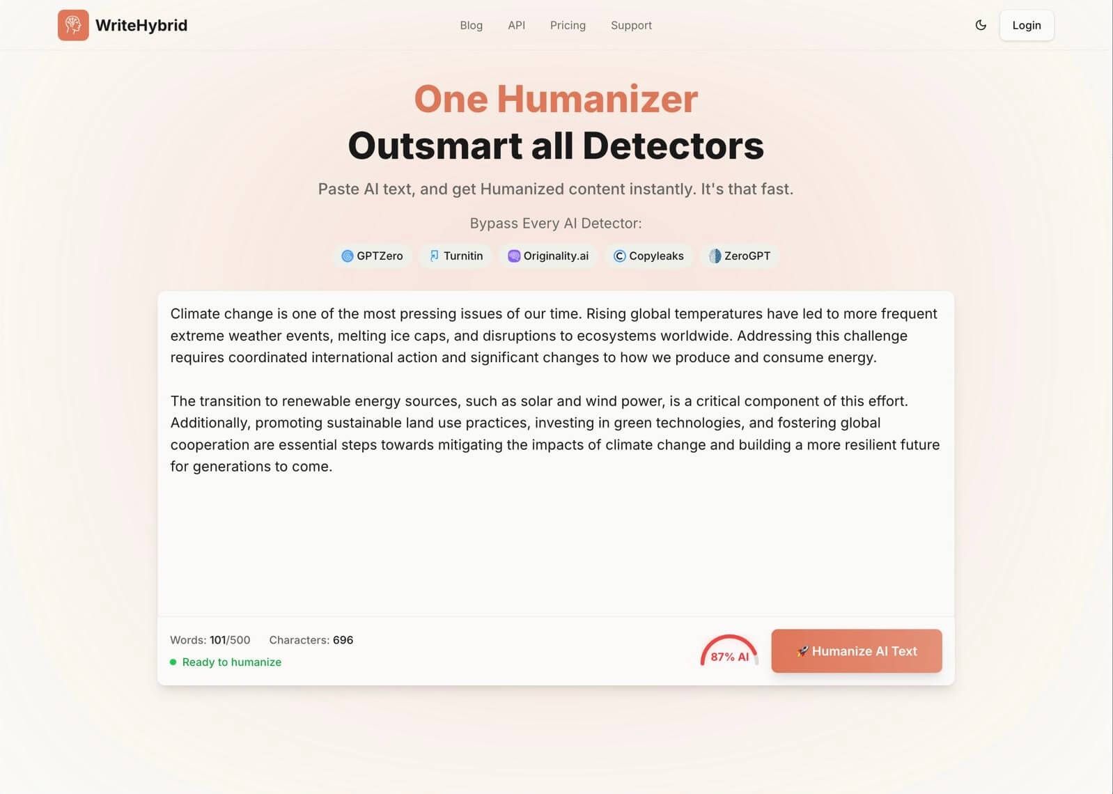 WriteHybrid: Humanize AI text and bypass detection with | BetaList