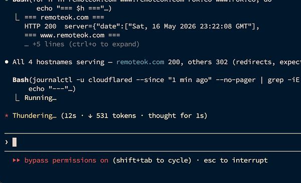 Screenshot of a Cloudflare Tunnel setup interface showing a connection diagram and status indicators.