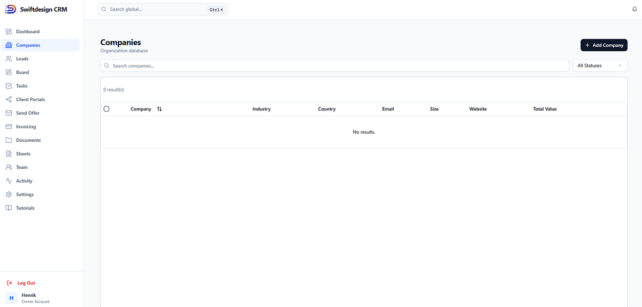 SwiftDesign CRM