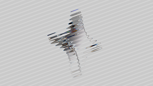 Abstract digital artwork featuring vibrant, wavy, multicolored lines and shapes on a dark background.